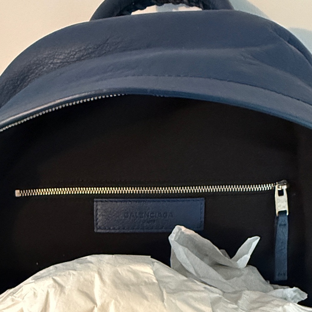 New Balenciaga Blue Lambskin Leather City Backpack - Picture 8 of 15